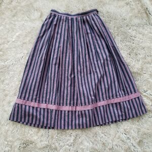 Vintage Blue and Pink Striped Midi Skirt